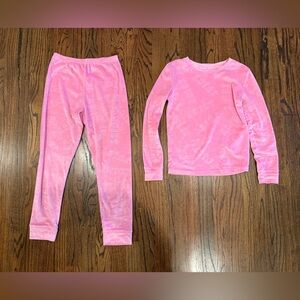 Girls juicy couture velveteen pajama set size 8 pink plush cozy longsleeve pants